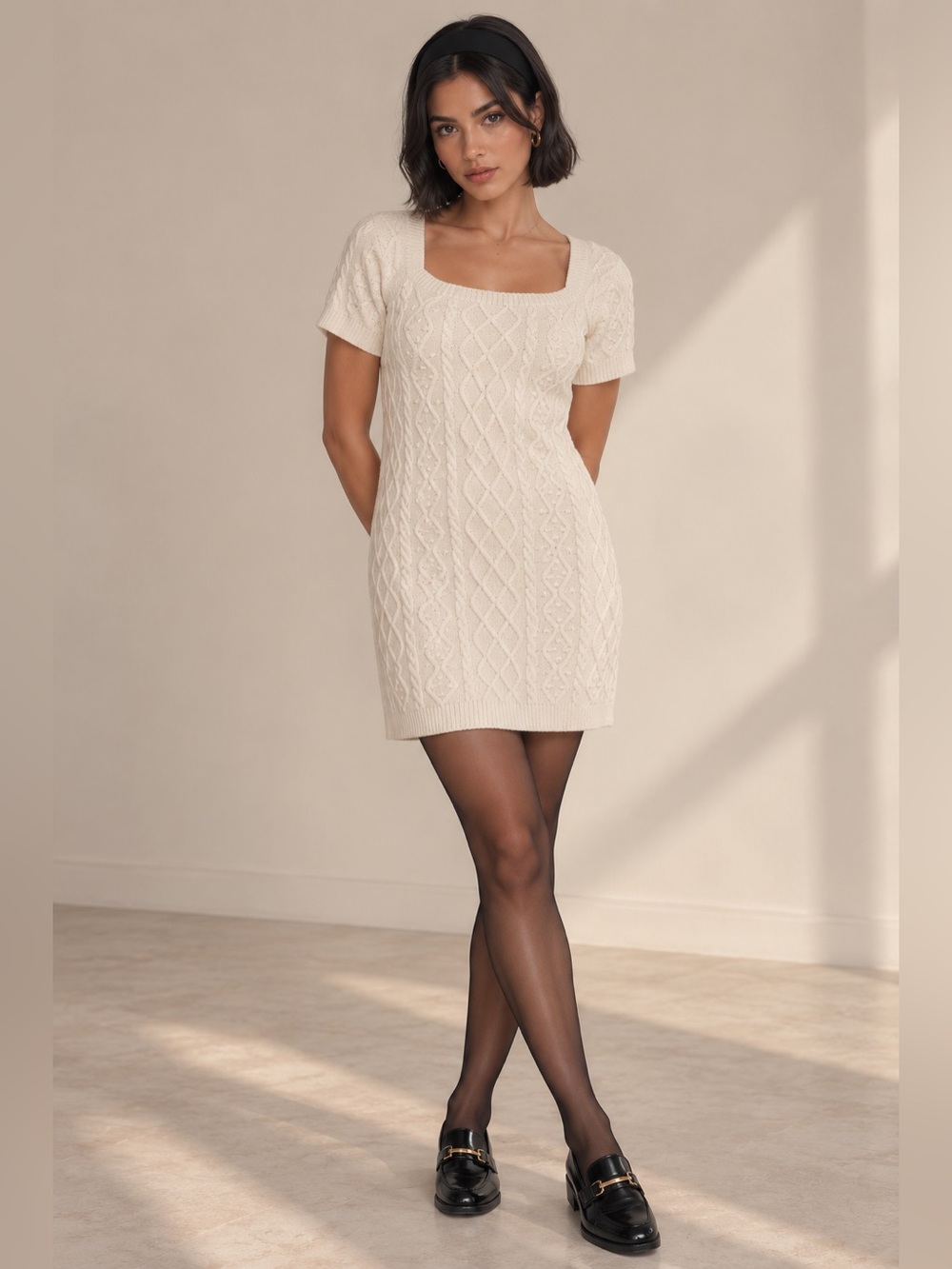 Loulou Studio Koos Ivory Cable Knit Mini Dress Sz S Quiet Luxury